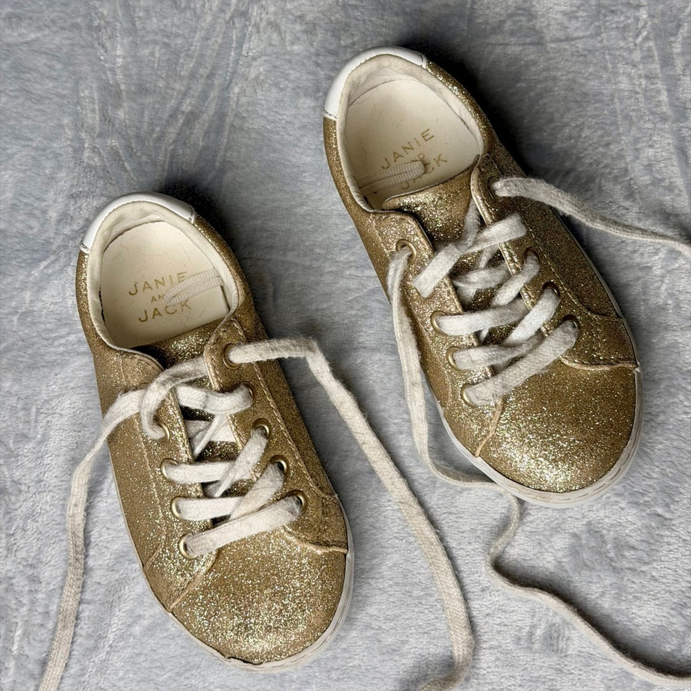 Janie and Jack Little Girl's Glitter Sneaker Shoes Size 10